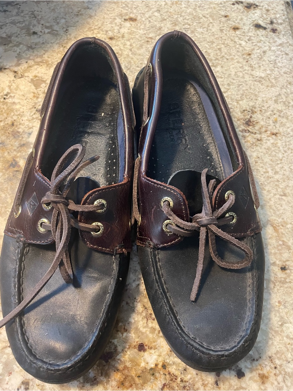Sperry Men's Two-Tone Leather Boat Shoes in Dark Brown and Black